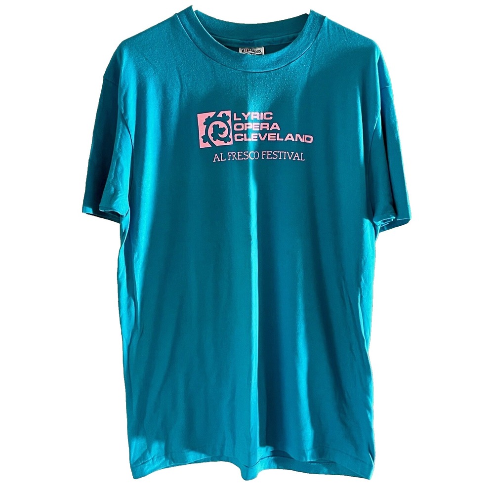 Vintage 80s Hanes Lyric Opera Cleveland Al Fresco Festival T-Shirt Mens XL Blue